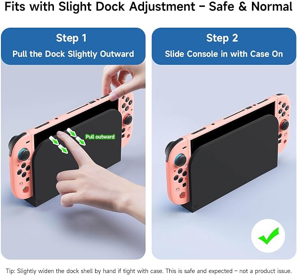 Textured Grip Protective Case Compatible with Nintendo Switch 2 (2025) – Cute Pink Strawberry Design, Matte Shockproof TPU Shell with Anti-Slip Handles, Ergonomic & Comfort Slim Back Cover - 2