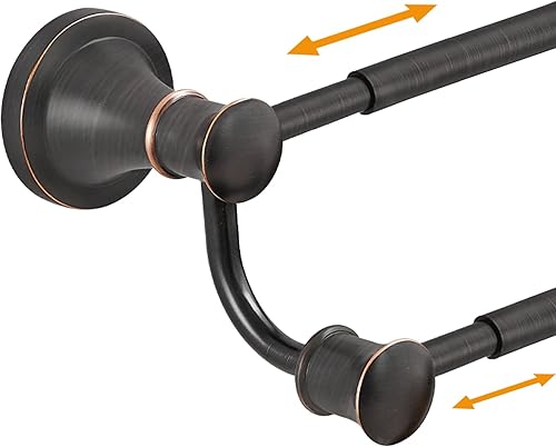 Hoimpro Toallero retráctil ajustable de acero inoxidable de 15 a 27 pulgadas, accesorios de baño, baño, hotel, barra de toalla doble, colgador de