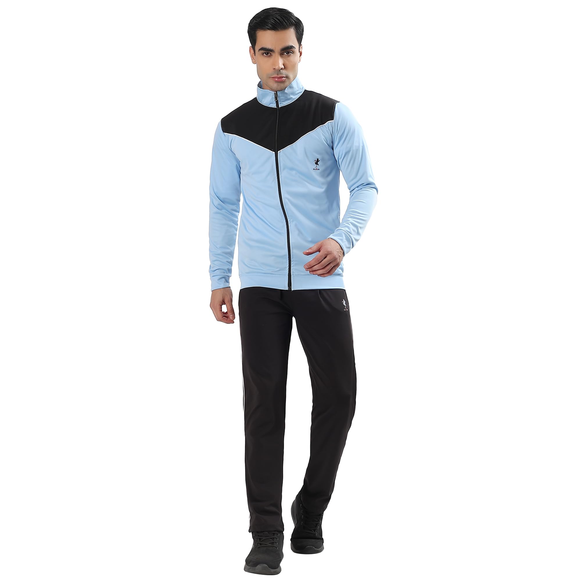 Men's 2 Way Stretch Polyester Fabric Regular Fit Full-Zip Tracksuit Lightweight Breathable Activewear Athletic Gym Running Sports Sportswear Sky Blue-image-14