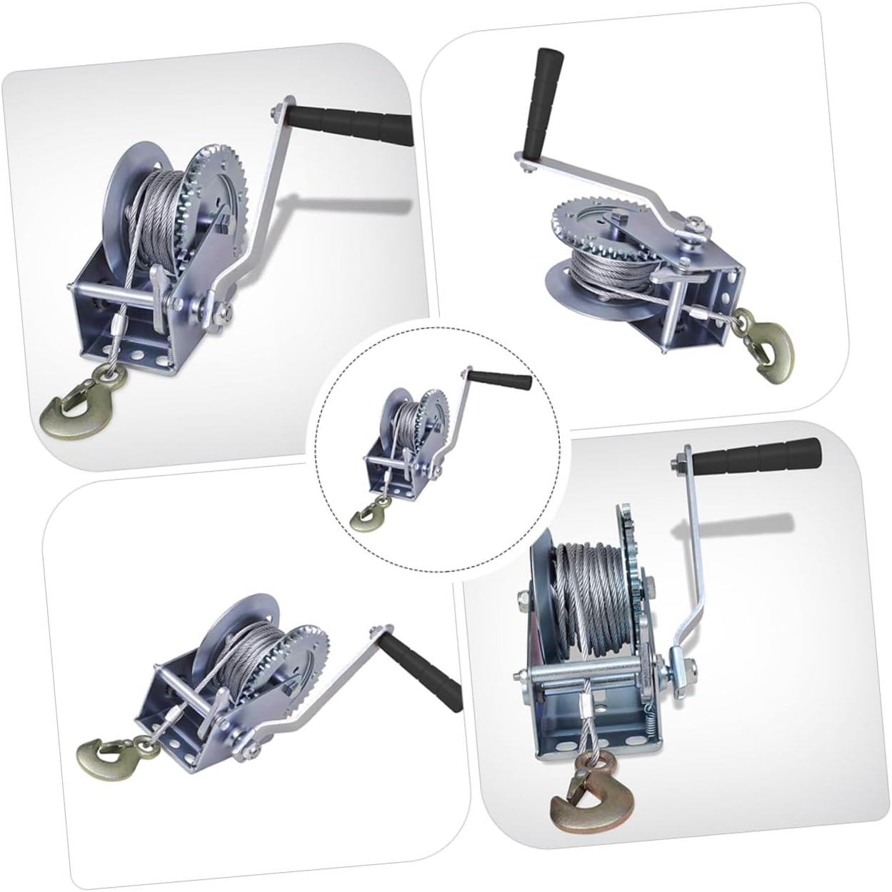 Heavy Duty Hand Crank Winch with 10m Steel Wire Cable 3500lbs Capacity Manual Trailer and Boat Towing Hauling Tool for Car and Rv Use