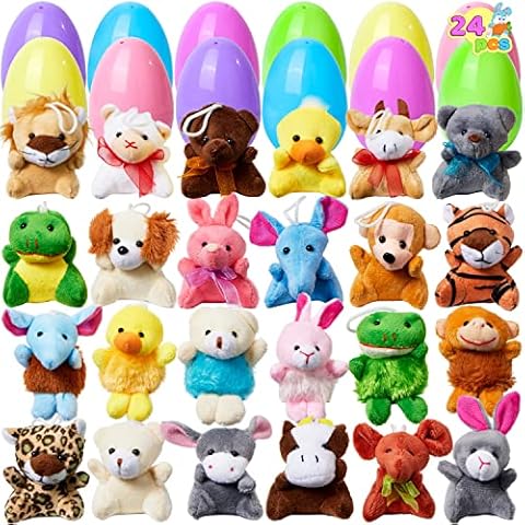 JOYIN 24 Pcs Prefilled Easter Eggs with Plush Toys Cover
