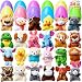 24 Pack Prefilled Easter Eggs of Mini Stuffed Animal Plush Toys Easter Baster Stuffer for Kids Easter Egg Hunt Filler Stuffer