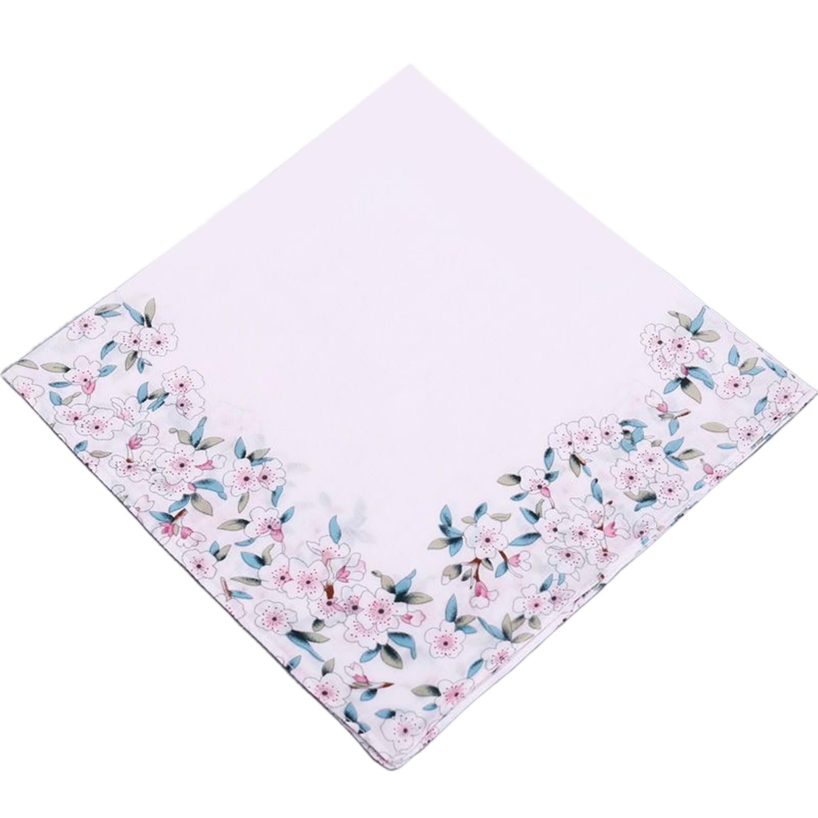 Women Cotton Handkerchief Soft To The Touch Washable Pocket Cotton Towel For Elegant Flower Printed Hanky Optional