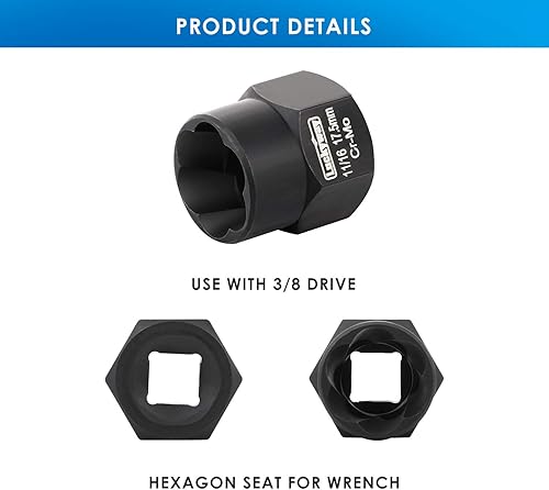 Miniatura 3 de Luckyway Juego de 13 piezas de extractor de tuercas y pernos de impacto, enchufe extractor de tuercas, juego de herramientas para quitar pernos