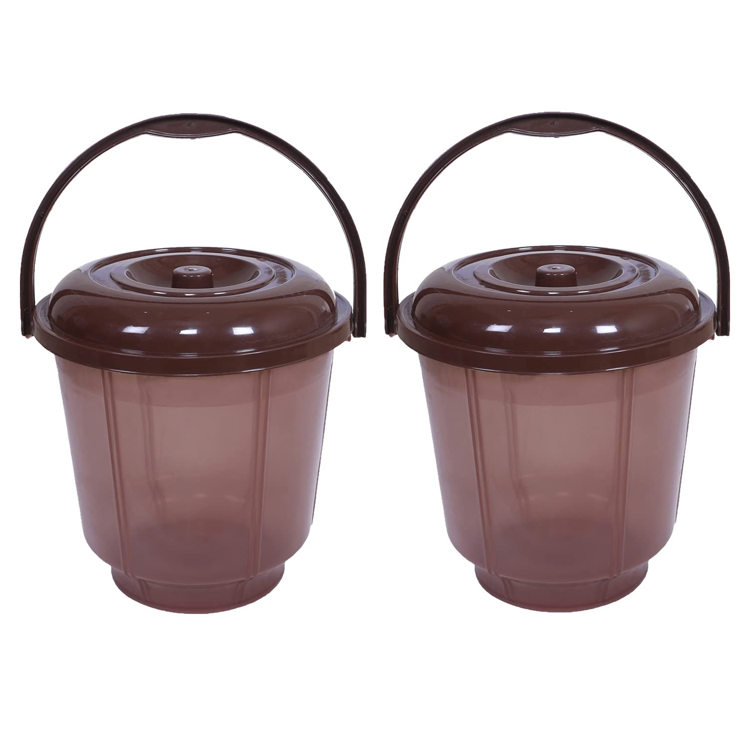 Kuber Industries Colorful Homeware Bucket| Plastic Bucket|Transparent Bucket with Lid & Handle for Bathroom,Home Use,13 Litre,Pack of 2 (Brown) (B0BHTCCQMT) Amazon Price History, Amazon Price Tracker