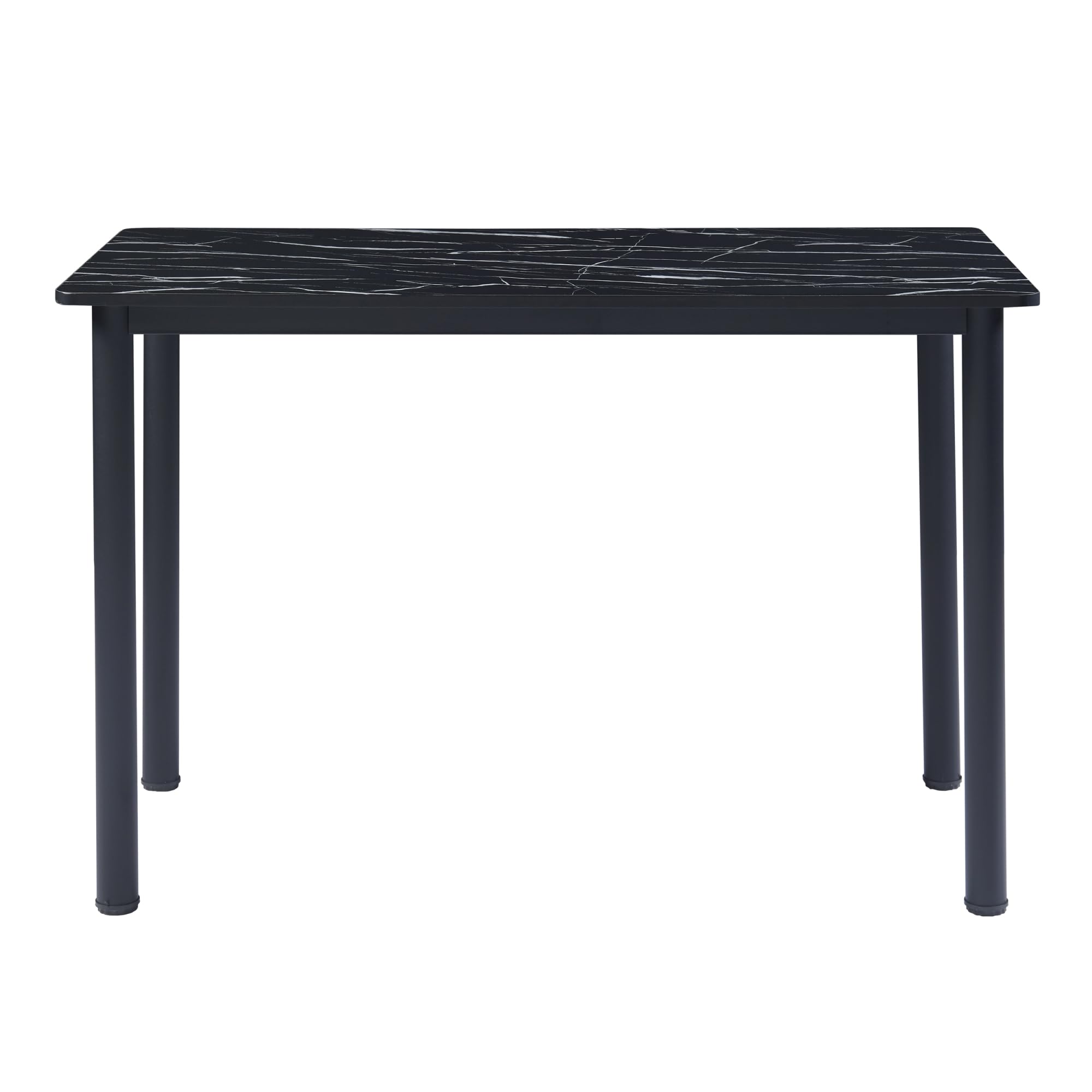 [en.casa] Esstisch Tammela Küchentisch für 4 Personen 120 x 60 cm Esszimmertisch rechteckige Tischplatte Stahlbeine Marmoroptik, schwarz