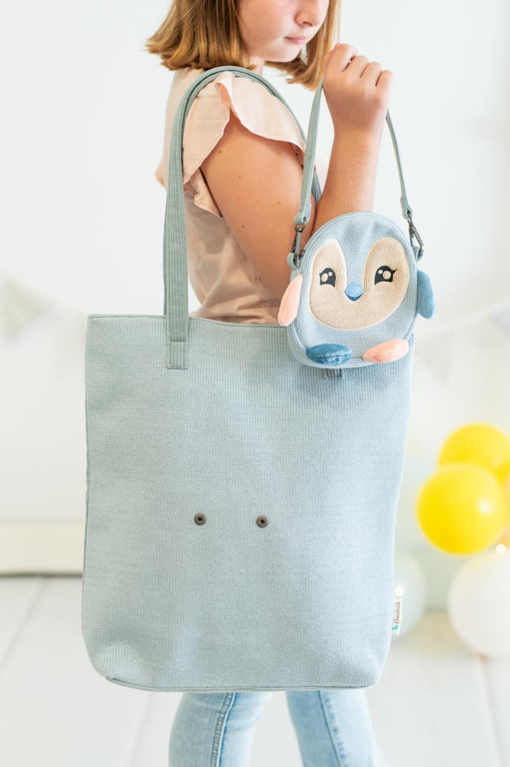 Bolso shopper infantil pingüino azul