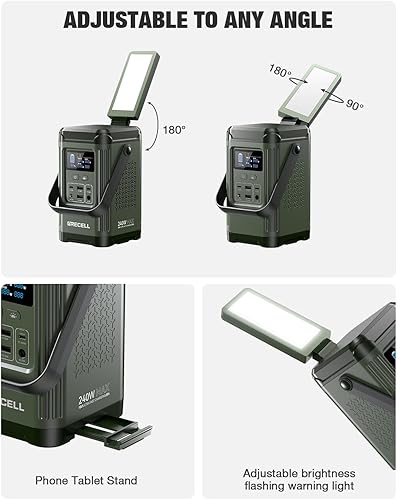 Miniatura 7 de GRECELL Estación de energía portátil LiFePO4 de 240 W, 154 Wh de doble vía 100 W USB-C PD, banco de energía portátil con soporte integrado,