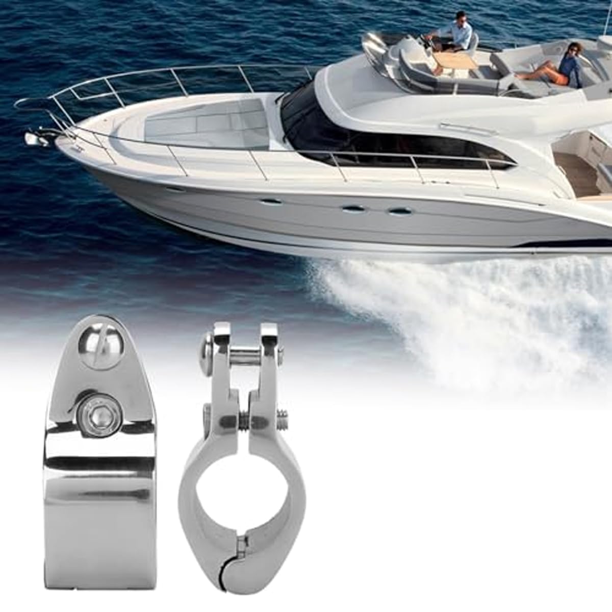 Teron 2 Stück Edelstahl Scharnier Rohrschelle Boot Bimini Top Folding Jaw Slide Jaw Slide Hardware Rohrschelle für Boote Bimini 32mm