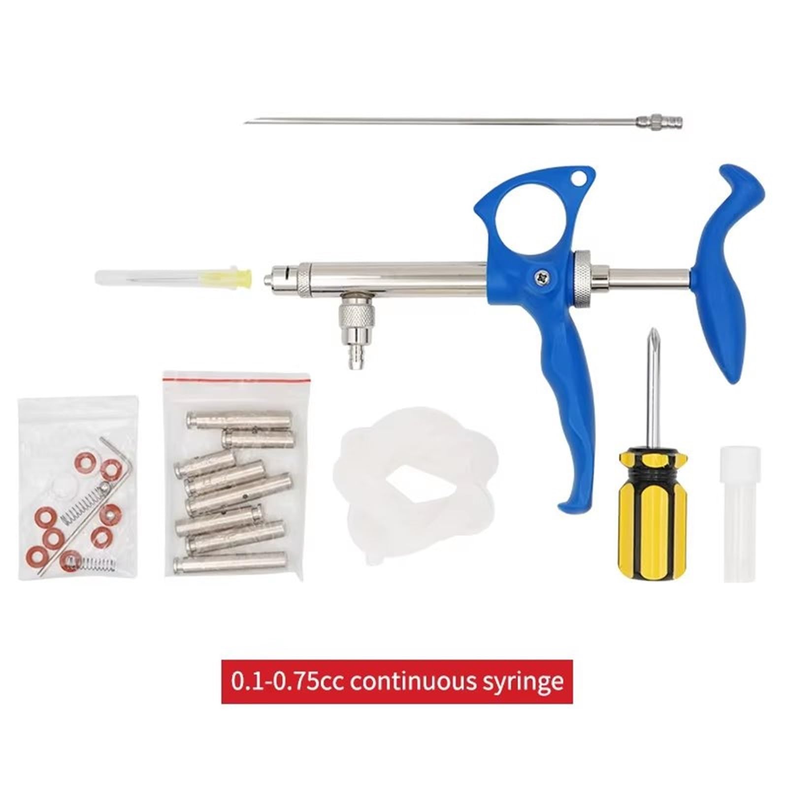 0.75ml/1ml/2ml Siringa per Vaccino Continuo Veterinario per Iniezione Quantitativa in Metallo Strumenti per Bestiame Dispositivo Veterinario per Somministrazione(2ml)
