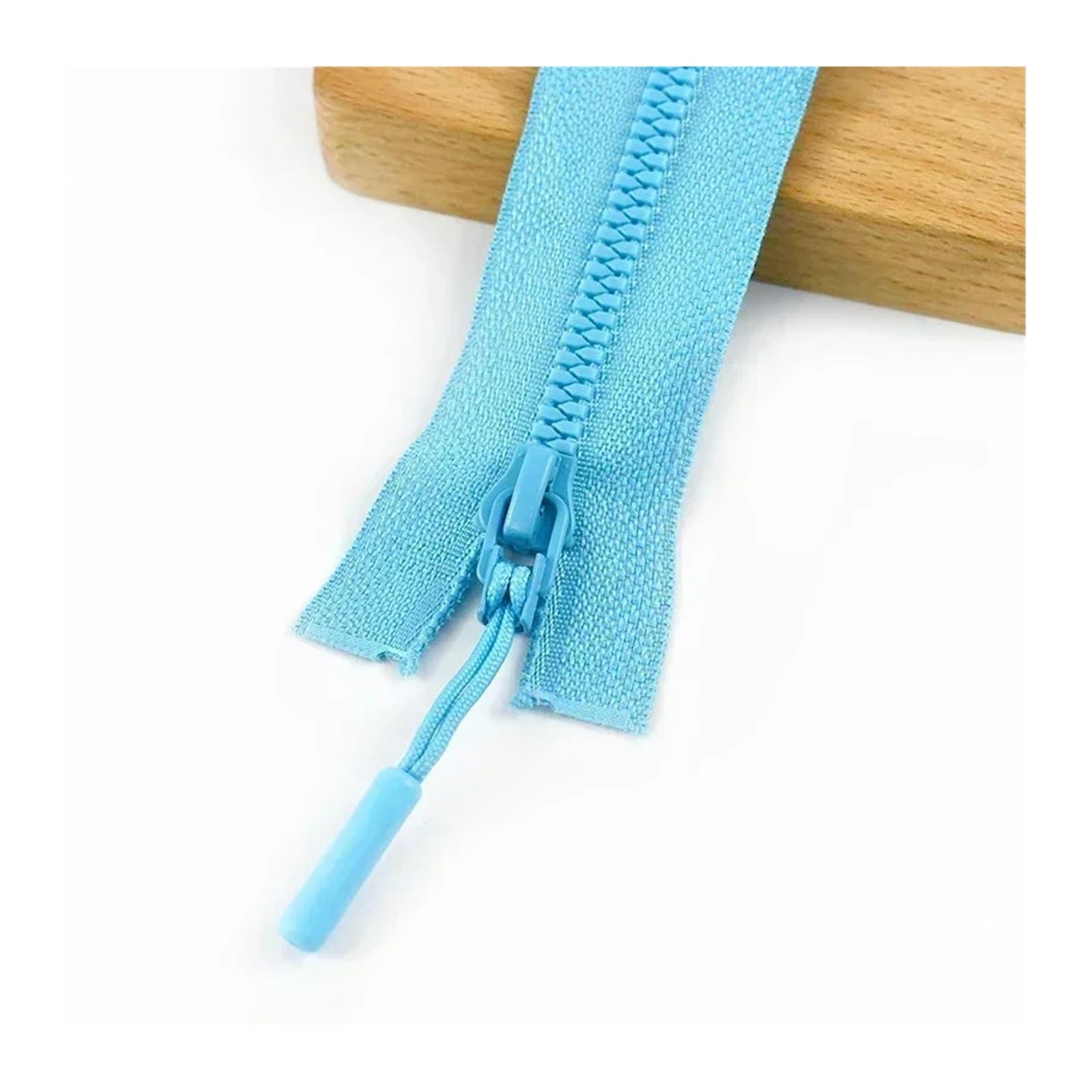 2/5/10Pcs 5# Sewing Resin Zipper 15/18/25cm Close-End 40-80cm Open-End Zippers for Bag Clothes Zip Repair Kit DIY Accessories(SkyBlue,OpenEnd-60cm,10Pcs)