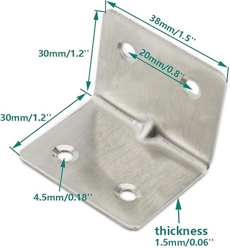 Miniatura 2 de ULIFESTAR - Soportes de esquina de acero inoxidable resistentes en forma de L, fijación de 90 grados en ángulo recto para estantes de madera,