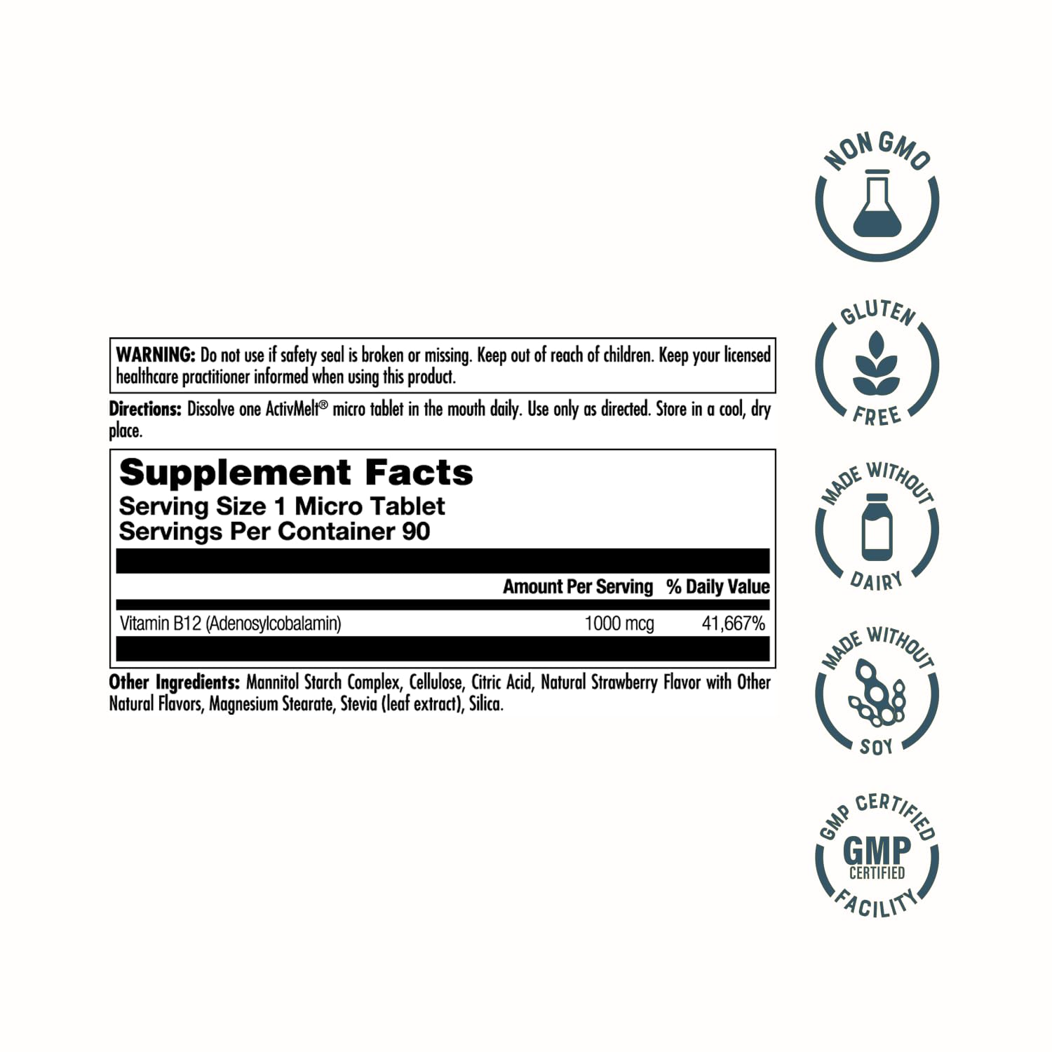 KAL Vitamin B12 1000 mcg as Adenosylcobalamin - Active Form of B12 Vitamins - B 12 Supports Cellular Energy, Nerve Function, Red Blood Cell Production - Natural Strawberry Flavor - 90 ActivMelts — Amazon image 2