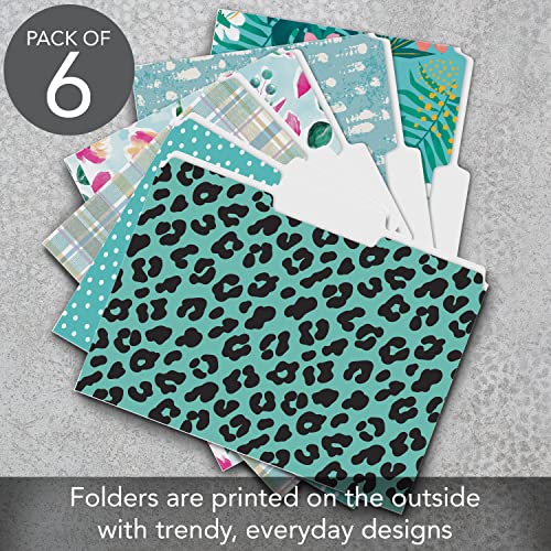 Counterart Aqua Blues 6 Pack Decorative Reusable Water Proof File Folders Made In The Usa For School, Home, Or Office 11.75” X 9.25” Easily Wipes Clean #TOP2