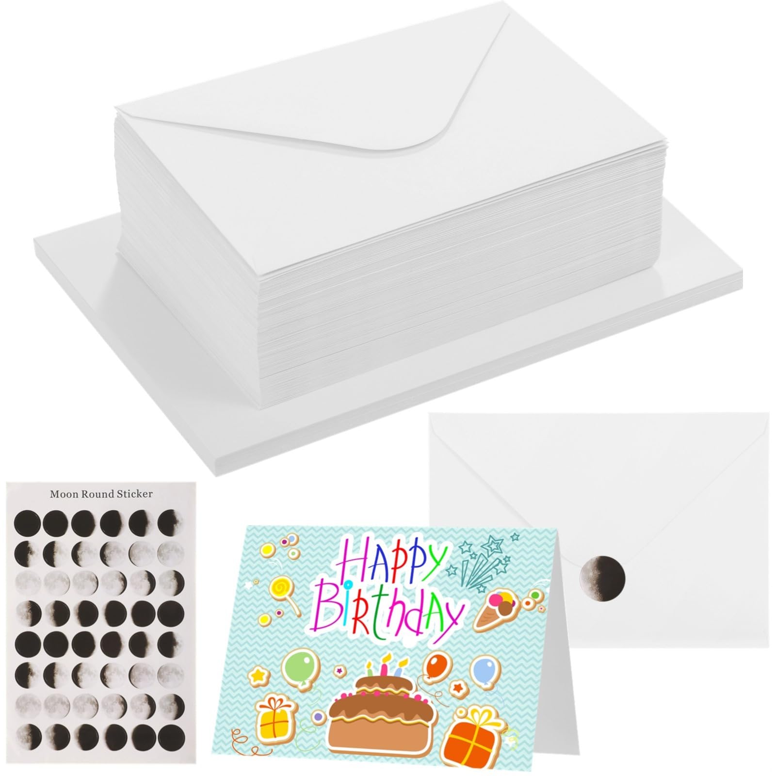 50 Blank Cards with Envelopes, Blank Watercolor Cards, White Card with Envelopes