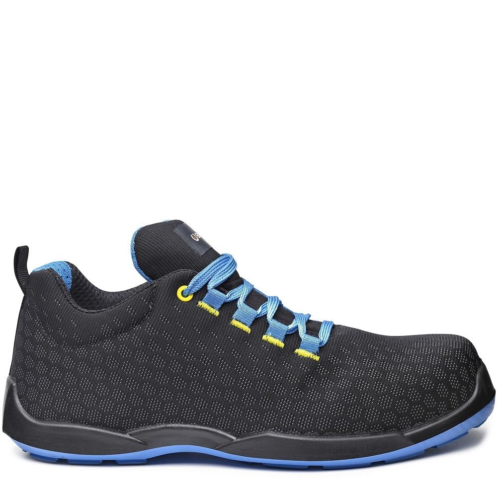 Base Protection Marathon Scarpa Antinfortunistica S3 SRC – Leggera, Traspirante, Puntale Non Metallico, Suola AirTech, Taglie Da 36 A 48 (Nero/Blu/Giallo), Taglia 43