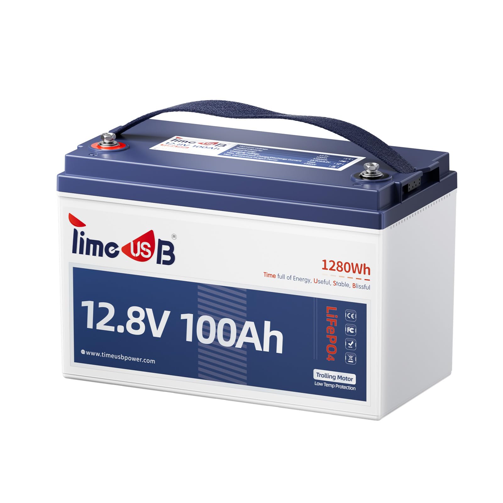 12V 100Ah TM Low-Temp Protection LiFePO4 Battery, Timeusb Group 31 Deep Cycle Battery, Lithium Iron Phosphate Battery for Trolling Motor, RV, Solar, Travel Trailer, Energy Storage- Off Grid