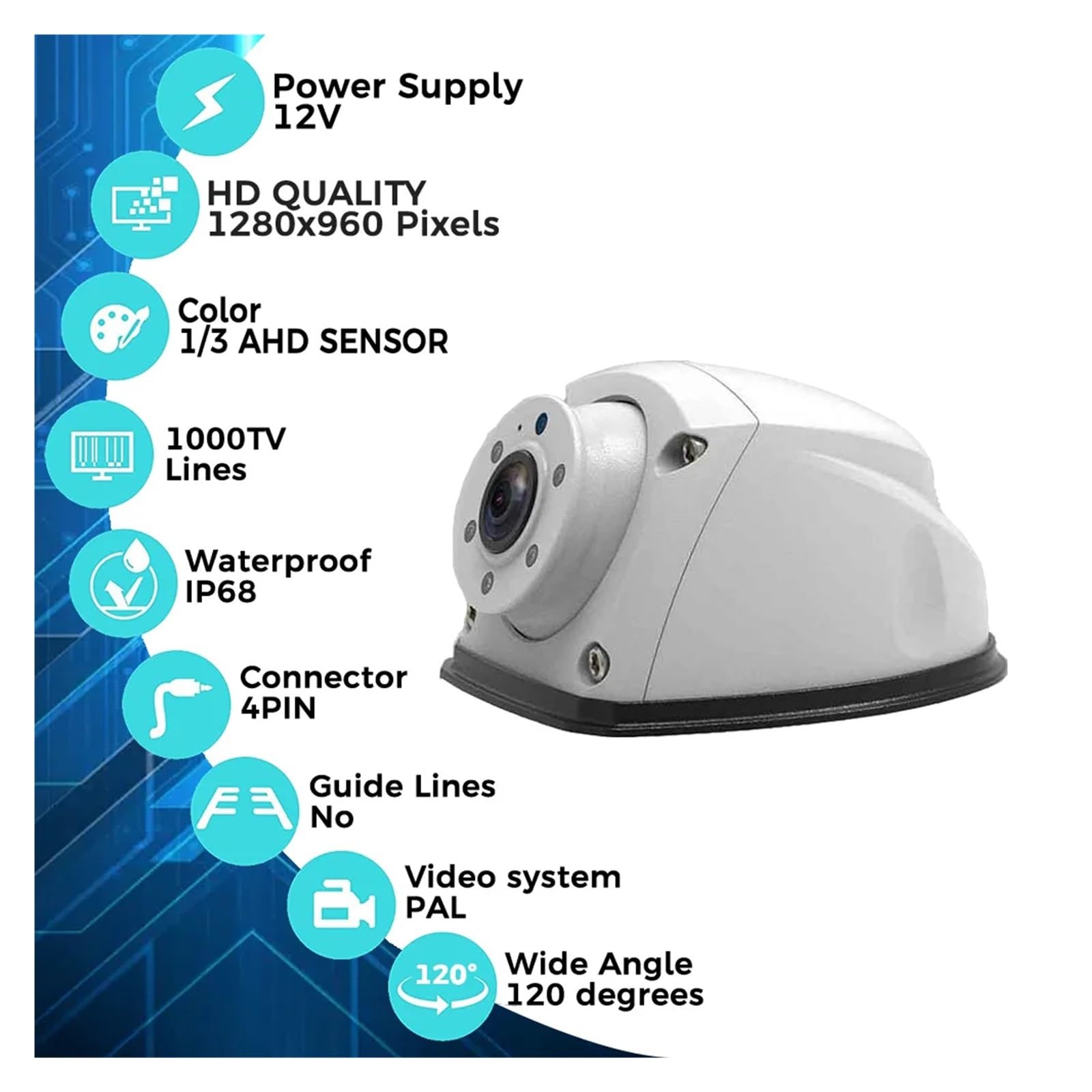 Zestaw Kamer Przyczepy 7-calowy Monitor Samochodowy 1080P Cofania Zapasowa Kamera Boczna Z Noktowizorem Do Ciężarówki RV Bus Van Stabilna Transmisja SygnałU(AHD Camera Kit - 10m)
