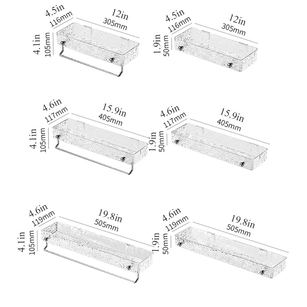 Duschablage Ohne Bohren Badezimmer Organizer, Eckregal Wandregal mit Handtuchständer, Transparente Aufbewahrung für Badezimmer, Toilette und Küche,A,30cm