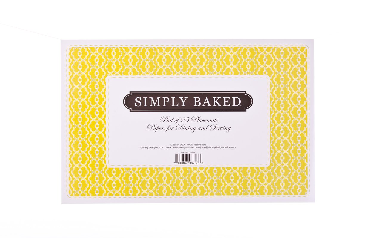 Tear-Off Paper Placemats, Yellow Geometric Design, Deck of 25