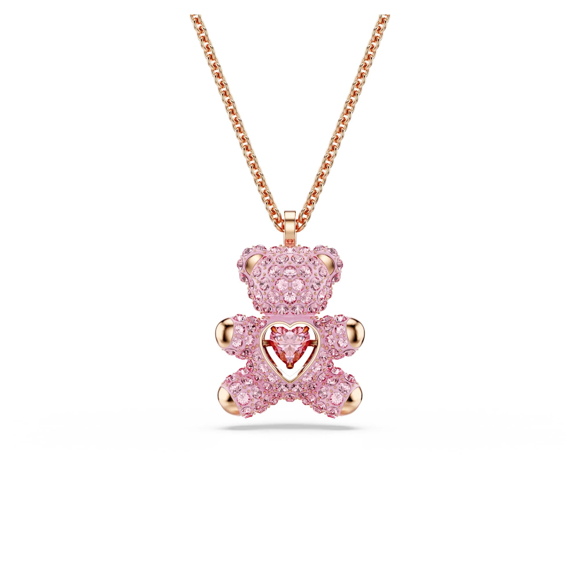 Swarovski Pendente Teddy, Orso, Rosa, Placcato color oro rosa