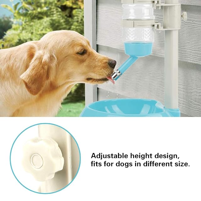 Foto 5 de 8 de Dispensador automático de Botellas de Agua, tazón de Comida para Mascotas, Altura Ajustable