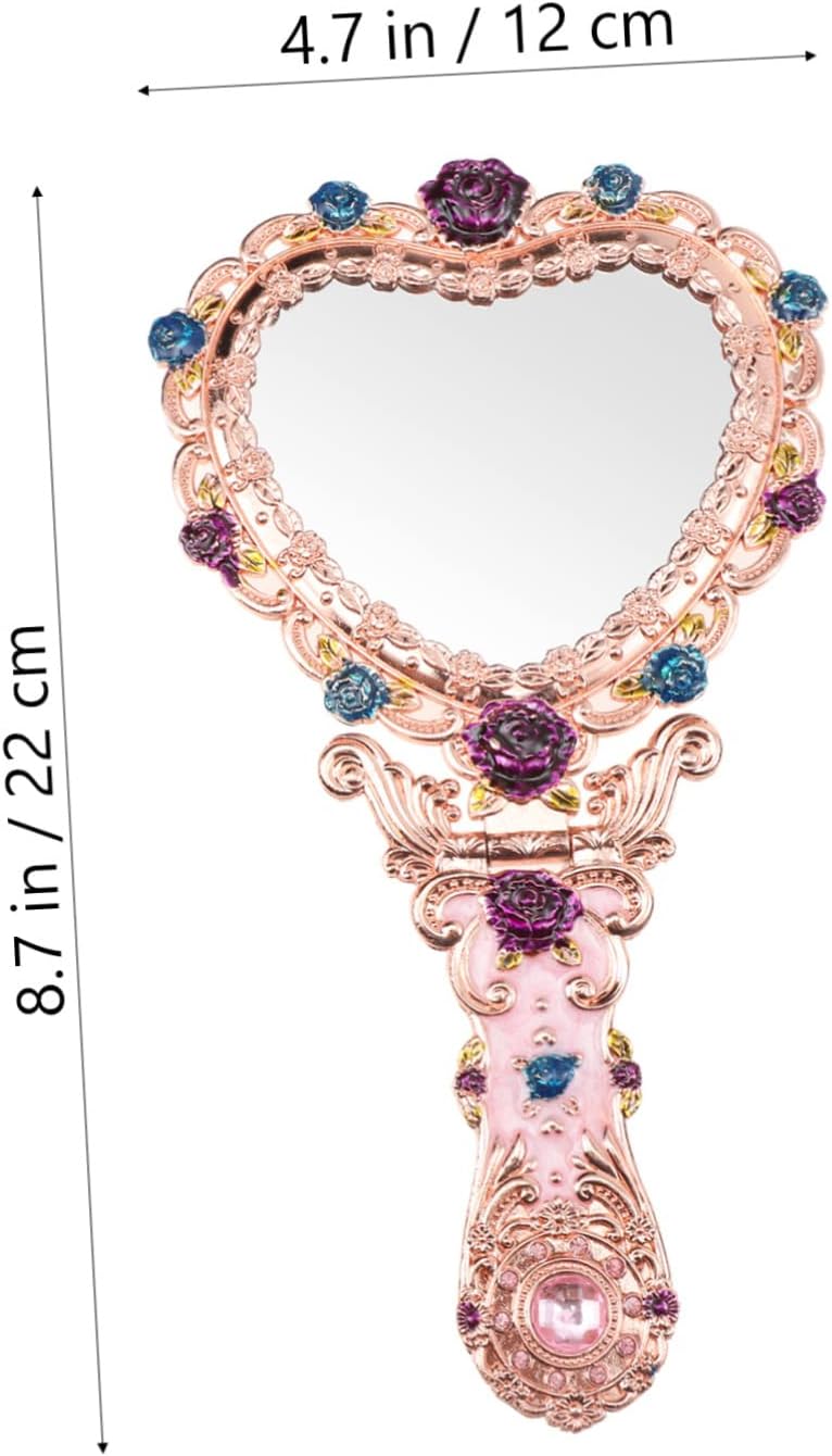 Retro Handheld Mirror Set Makeup Mirror Comb Kit Folding Vintage Portable for Women Vanity