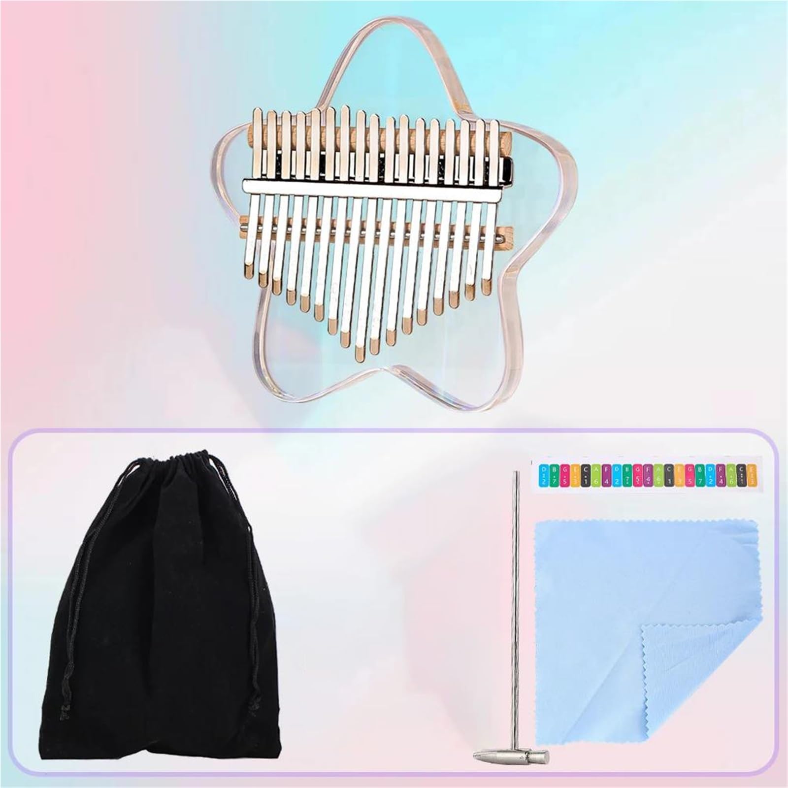 Kalimba 17 Klawiszowy Akrylowy Przezroczysty Instrument Kalimba Z Motywem Starry Sky