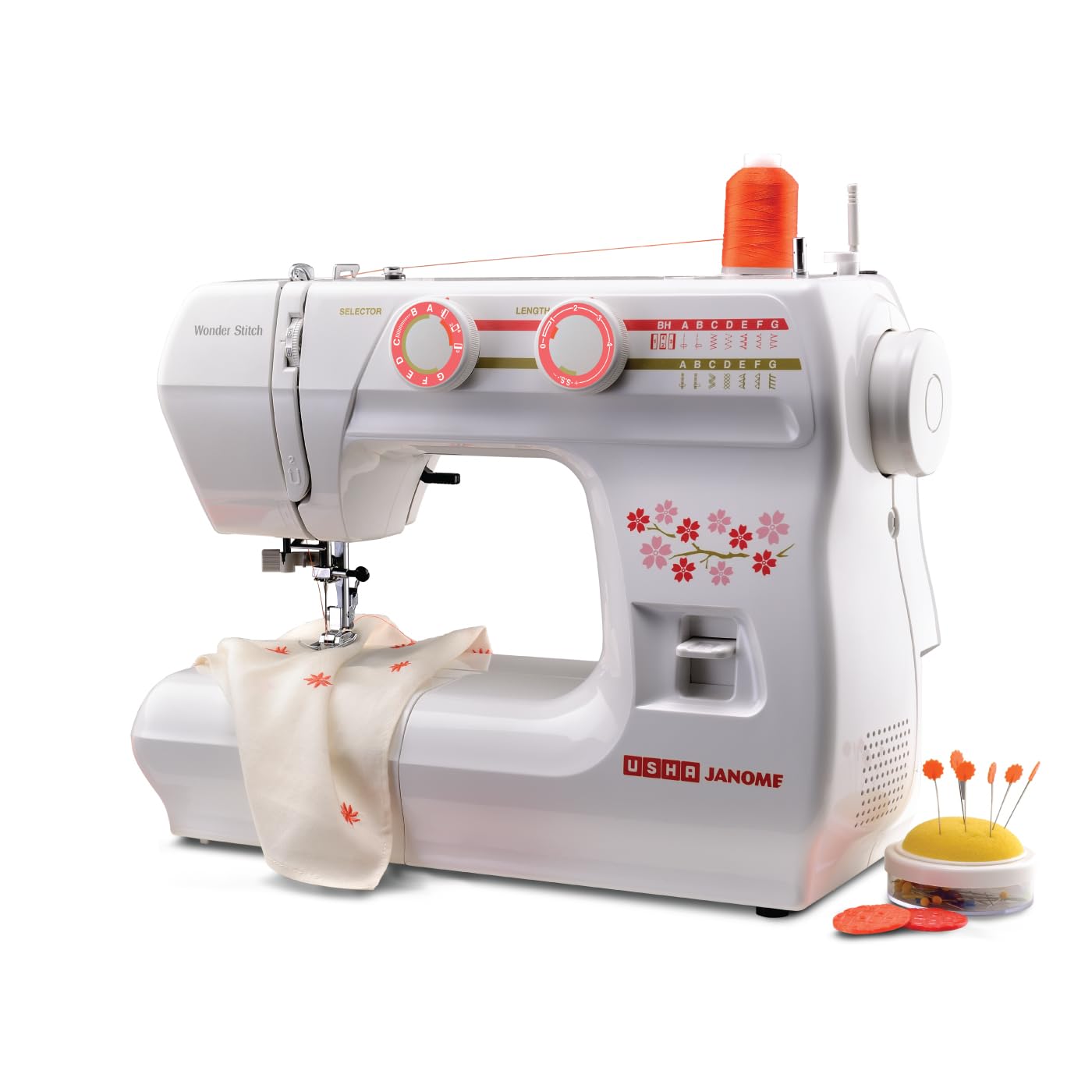 Janome Wonder Stitch Electric Sewing Machine With Hard Cover, Multicolour