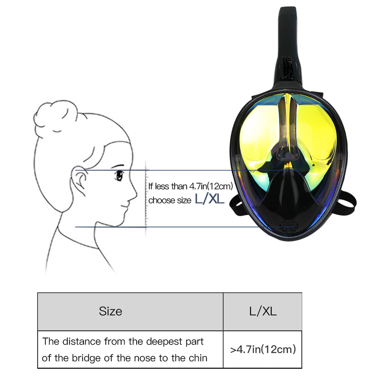 JINGYAN Occhialini da nuoto Diving Mask Polarized Snorkel Full Face Equipment Swimming Goggles with Nose Cover