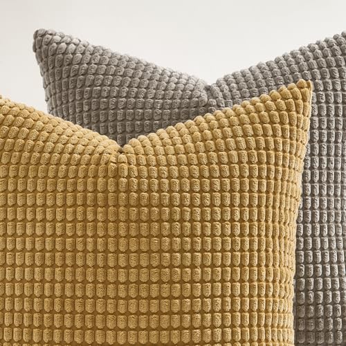 Topfinel Dekorative Dekokissenbezüge im Boho-Stil, rustikal, rustikal, modern, weicher Kordsamt, kleine Ausbuchtung, quadratisch… – Ansicht 6