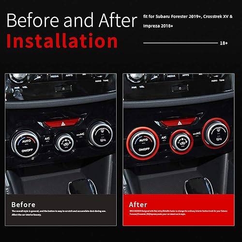 Miniatura 2 de Auovo Cubiertas de anillo exterior de perilla de control de clima de CA para Subaru Forester 2019-2024  Crosstrek 2018-2022 2023  Impreza 2017-2023