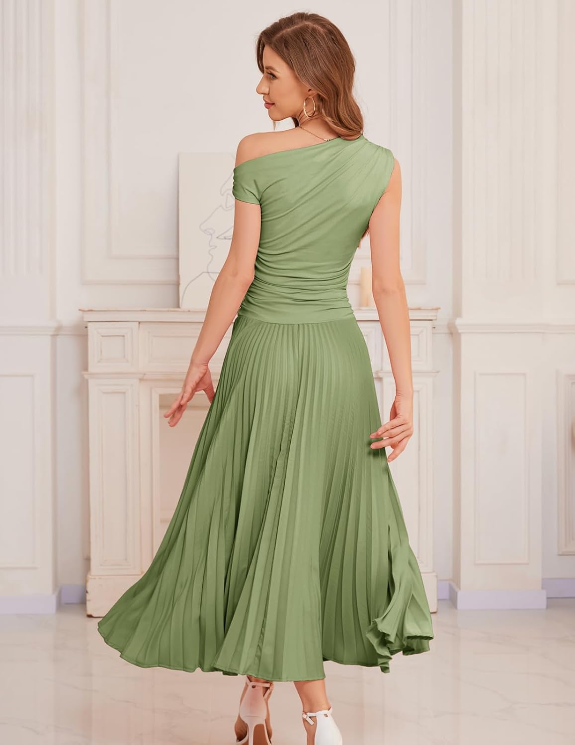 Bbonlinedress Formal Maxi Prom One Shoulder Pleated Cocktail Dress Women Wedding Guest Summer Daily Long Party Dresses - Image 2