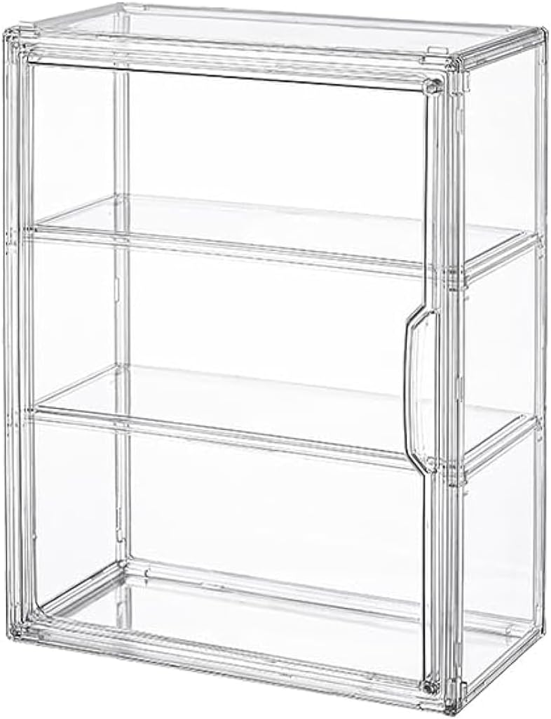 BOHOIDEE 3 Tiers Clear Display Case for Figures, Acrylic Storage Organizers Box with Magnetic Door, Wall-Mounted Dustproof Showcase for Collectibles Action Figure