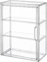 BOHOIDEE Vitrine transparente de 3 camadas para figuras, caixa organizadora de armazenamento em acrílico com porta magnética, vitrine à prova de poeira montada na parede para figuras de ação