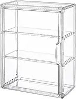 BOHOIDEE Vitrine transparente de 3 camadas para figuras, caixa organizadora de armazenamento em acrílico com porta magnética, vitrine à prova de poeira montada na parede para figuras de ação