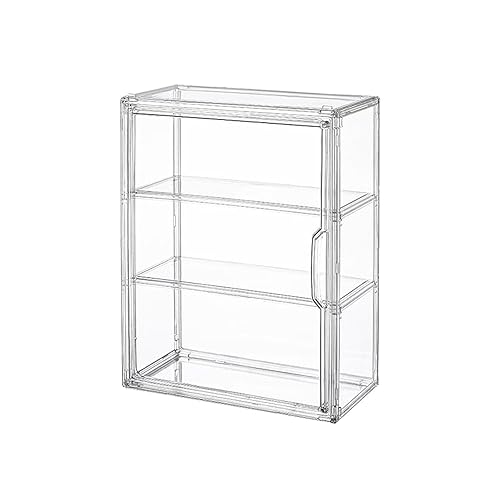 BOHOIDEE 3 Tiers Clear Display Case for Figures, Acrylic Storage Organizers Box with Magnetic Door, Wall-Mounted Dustproof Showcase for Collectibles Action Figure