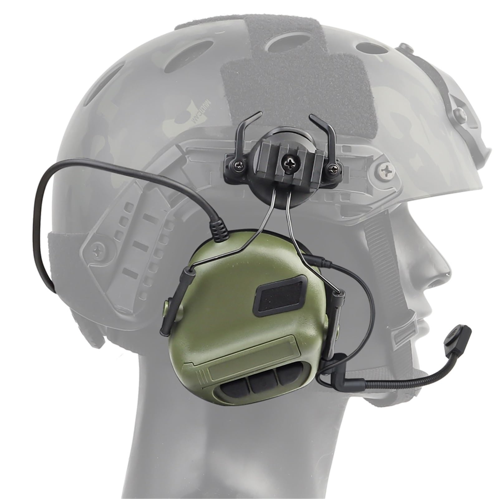 Cuffie da Tiro Tattiche con Modalità Casco e Adattatore per Guida ARC, Riduzione Del Rumore e Protezione per le Orecchie con Rilevamento Del Suono per Sport Airsoft