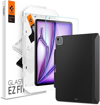 Spigen iPad Air 13" Enzo Aramid Black & Spigen iPad Air 13" Glas.tR EZ Fit