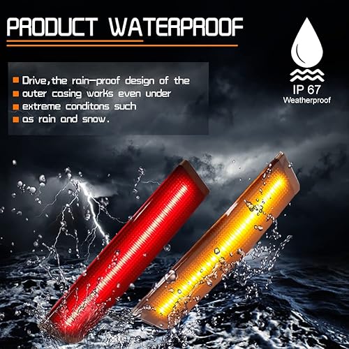 Miniatura 3 de Tonsya Para 2007 2008 2019 2010 Lincoln MKX guardabarros lateral marcador parachoques luces ámbar completo y rojo Led lámparas 4 unids