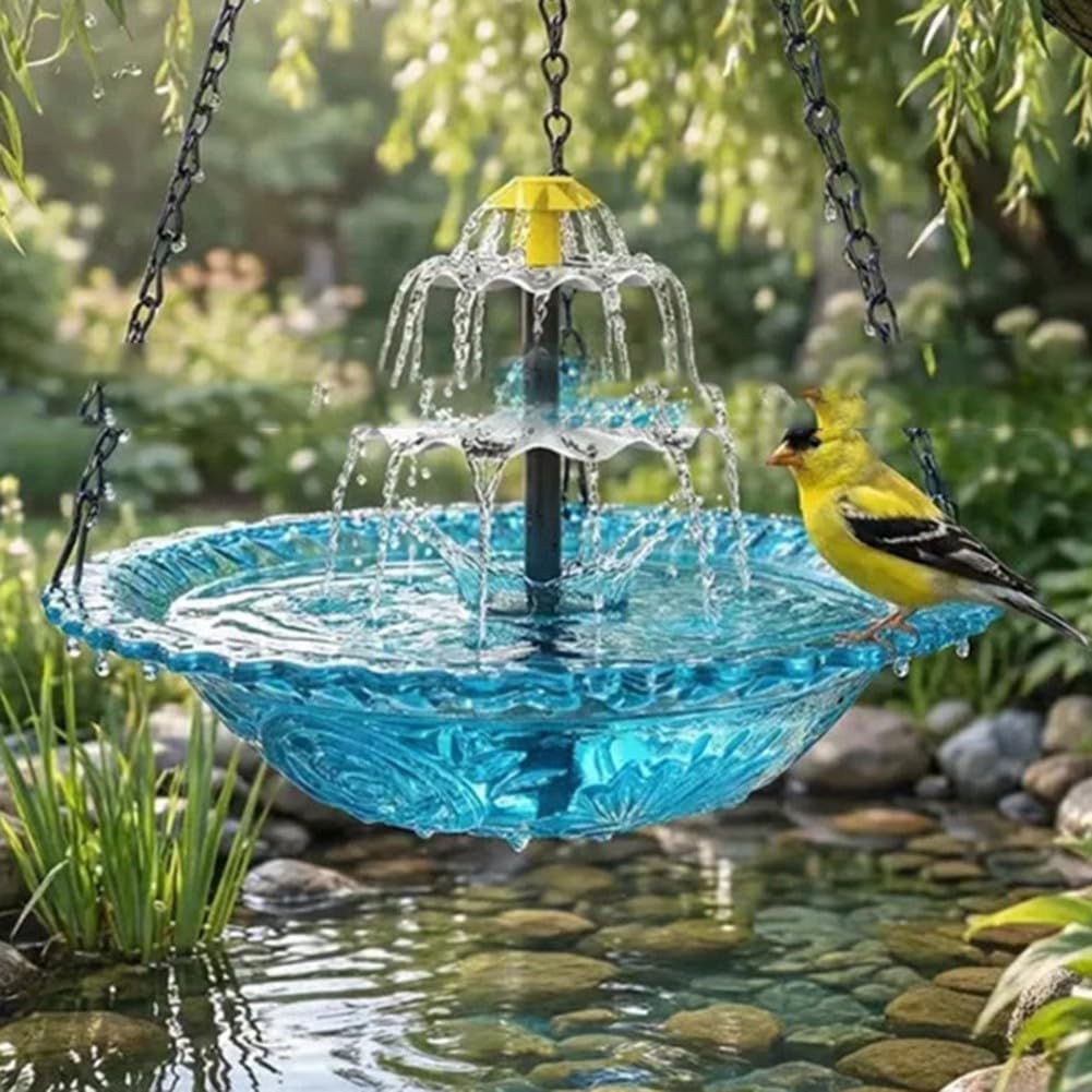 Pompa a fontana a energia solare, 4 W, monocristallino, pannello diviso con 5 ugelli, motore CC silenzioso per vaschetta per uccelli, laghetto per pesci, giardino, decorazione esterna