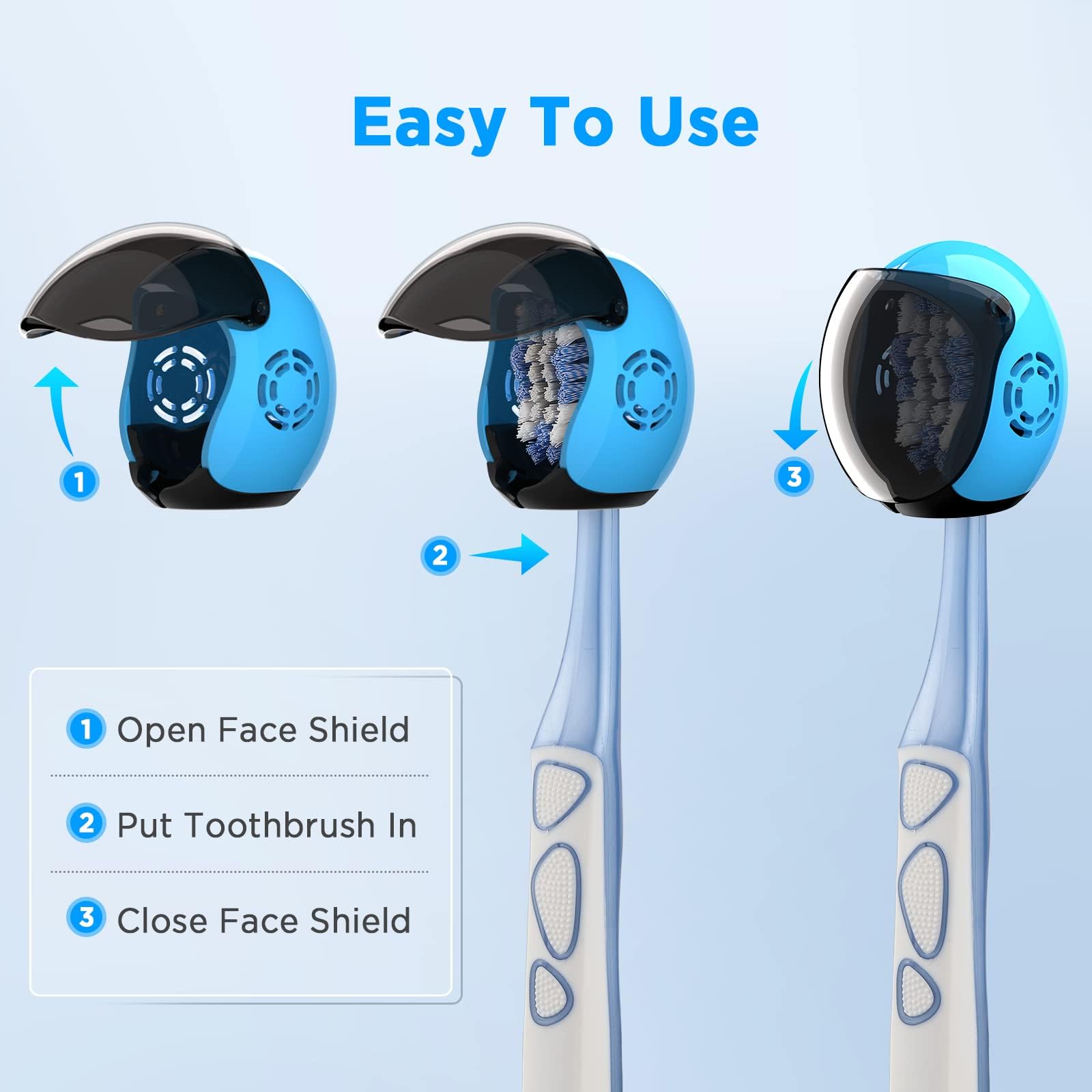 Frekare Tapas para Cepillo de Dientes para Casco, se Adapta a la mayoría de cepillos de Dientes manuales y eléctricos, 4 Unidades (Blanco, Negro, Azul, Rojo)