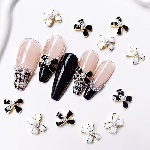 Miniatura 3 de 30 dijes de uñas 3D, 30 piezas de gemas de perlas con nudo de lazo para decoración de uñas, decoración de uñas con adornos dorados y plateados,