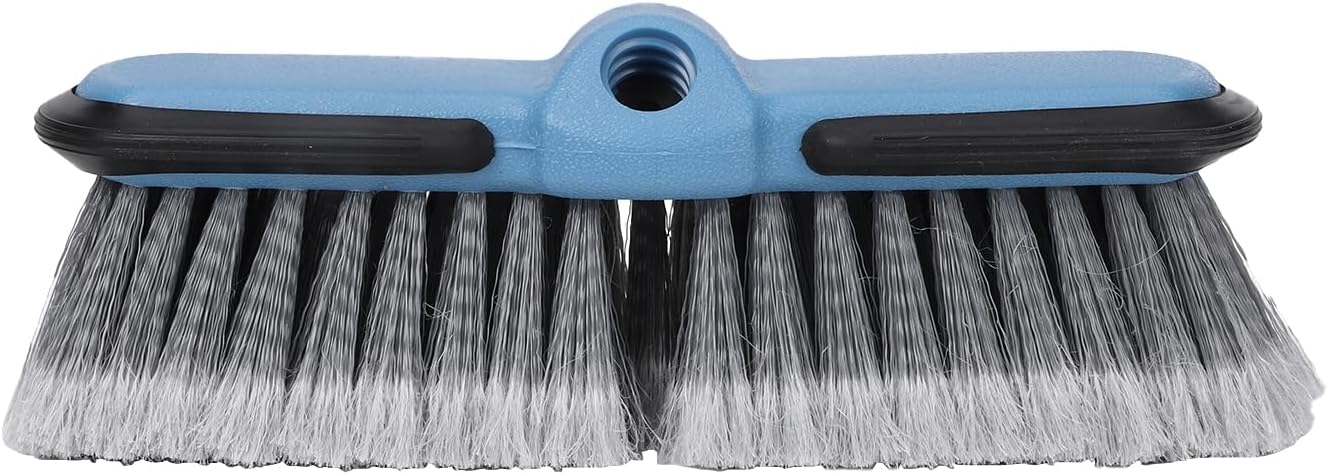 Soft Bristle car wash Brush Head (10"), Streamlined, Non-damaging, Scratch-Free, fits Standard Acme 3/4" trapezoidal Threads for car/Truck/Deck/SUV/Household Cleaning.