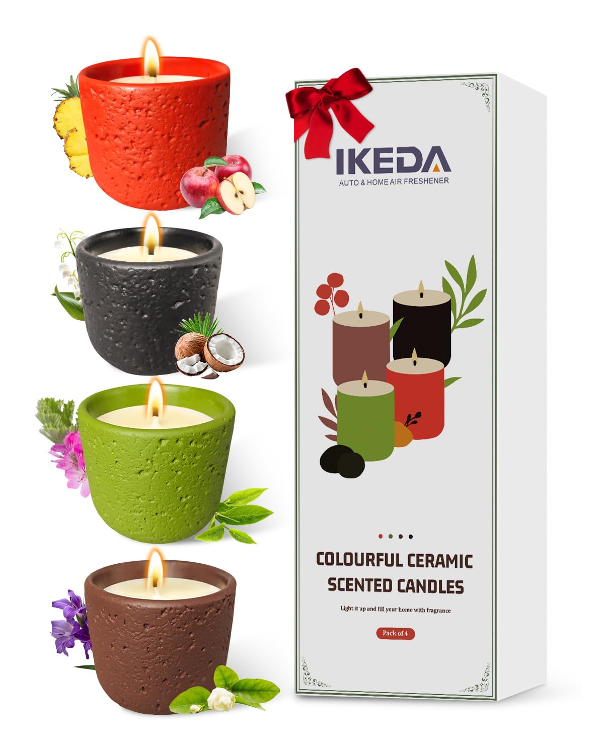 Duftkerzen Set | 4 Set Aromatherapie Kerzen Set | Tragbare Reisekerze | Dekorative Haushaltskerze für Frauen, Mutter, Frau, Freundin | Langlebige Home Duftkerze für Weihnachten, Bad, Yoga