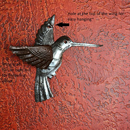 Hummingbirds, Set Of 2, Nature Inspired Small Wall Hanging Ornamental Birds, Fall Garden Home Decorations, Good Luck Accent Plaques, Handmade In Haiti 6 X 5.5 Inches #TOP2