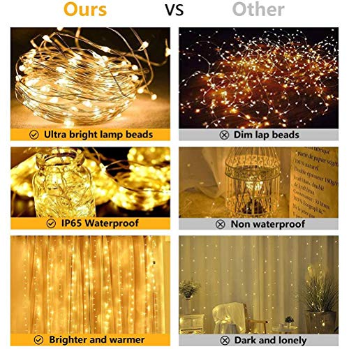 Dan&Dre Cortina de LED – 300 luzes LED cachoeira fada com 8 tipos de modos de iluminação, luzes de j