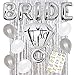 YOLO Products Silver and White Bachelorette Party Decorations Kit - Bridal Shower Supplies - Hen Party - 28 Pieces in Total - Bride Tribe Flash Tattoos - Bride Letter Foil Balloons - and Much More