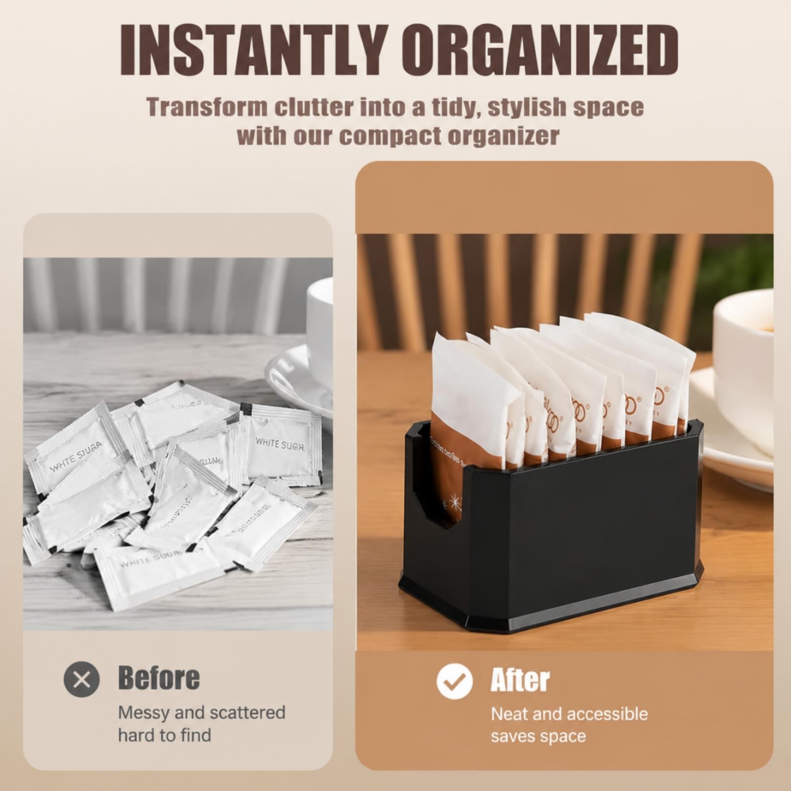 Dicunoy 8 Stück Zuckerpäckchen Halterung, Kunststoff Schwarz Zucker Caddy für Restaurant, Zucker Tasche Süßstoff Pakete Storage Container Box für Kaffee-Bar, Tisch