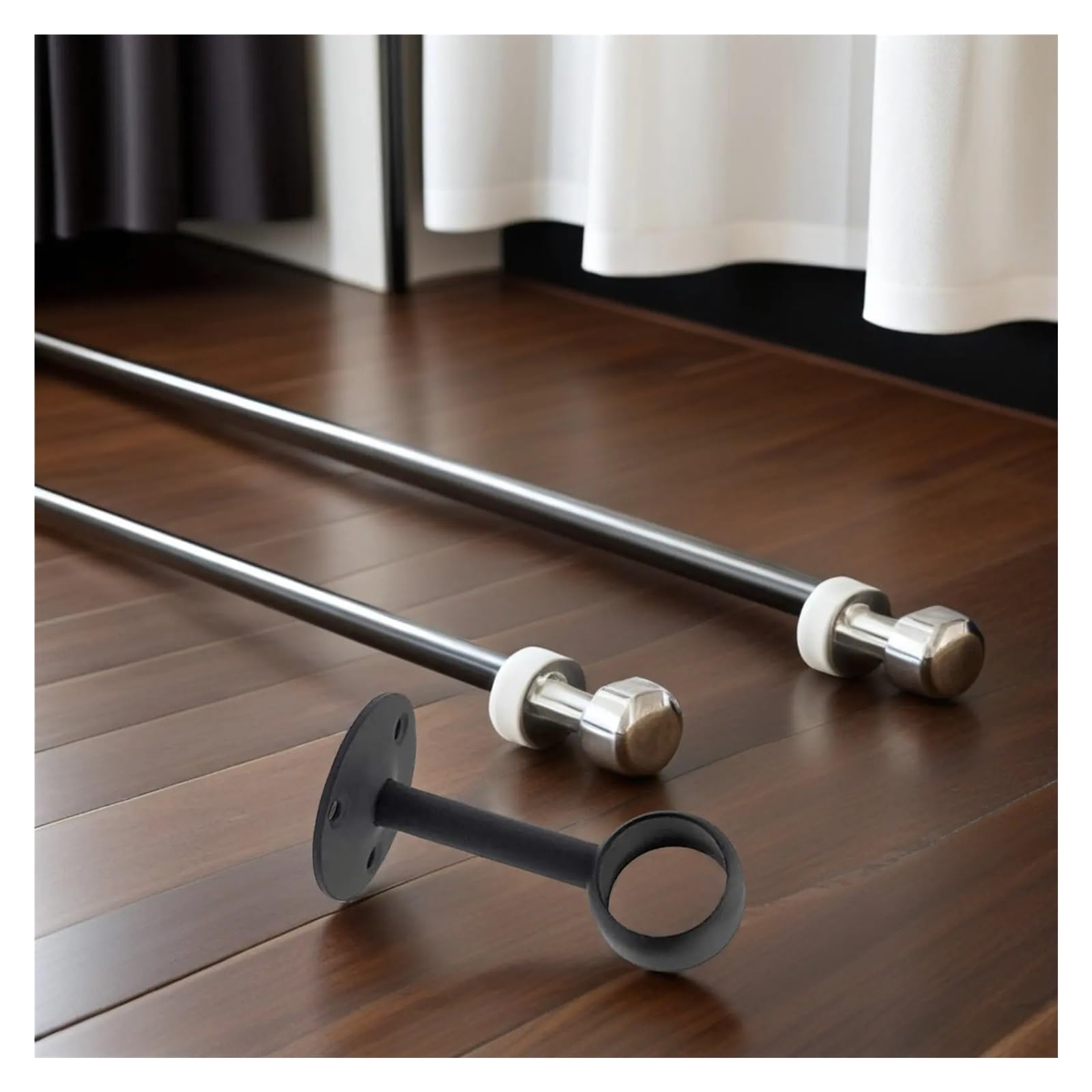 Lot de 8 supports de tringle à rideaux robustes en métal robuste pour salle de bain, balcon, cuisine